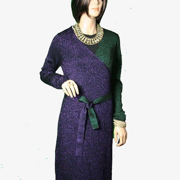 Diane Von Furstenberg Metallic Wrap Around Dress - Picture 1 of 5